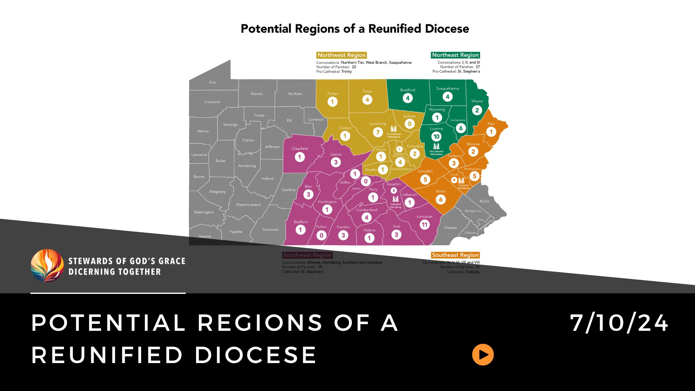 A map of PA and its Possible Regions of Unified Diocese